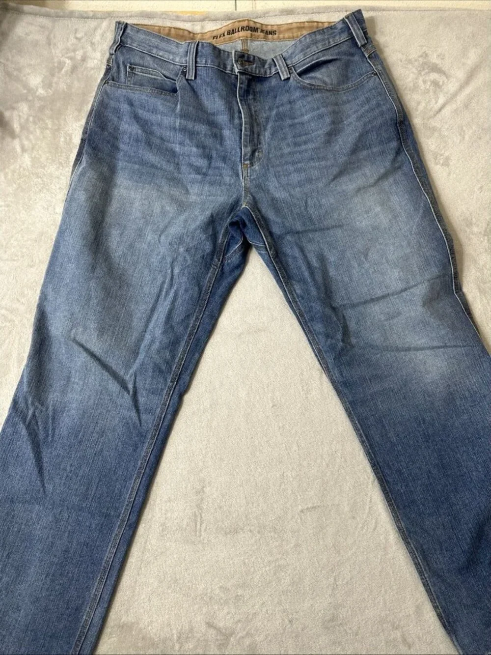 Duluth Trading Flex Ballroom Jeans 38x32 Straight Leg Blue Mens